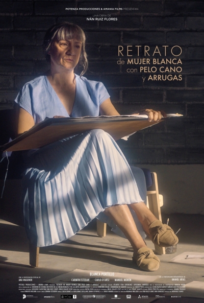 Póster de Retrato de mujer blanca con pelo cano y arrugas