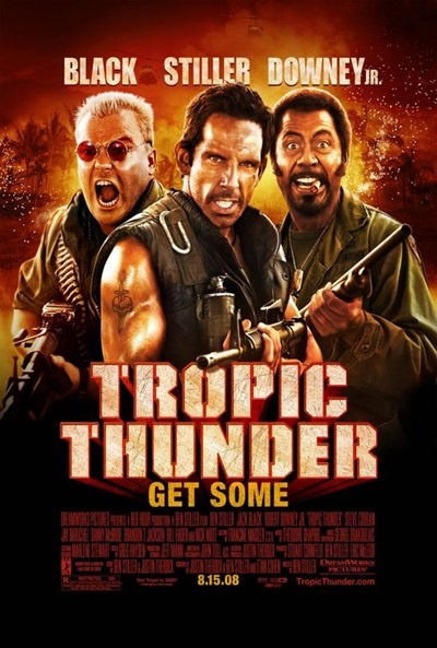 Póster de Tropic Thunder, ¡una guerra muy perra!